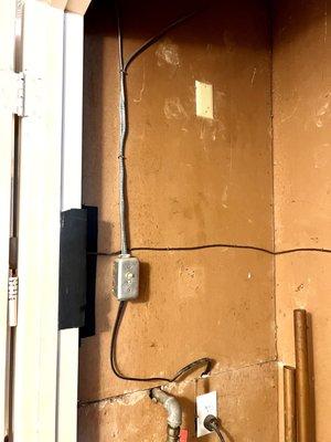 Restored wire & connected directly to electric box behind wall. Inspected attic fans thermostat.