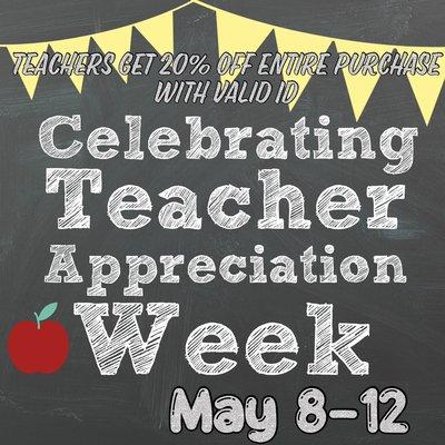 Upcoming sale for teacher appreciation week