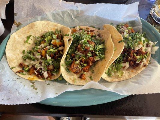 Tacos Al Pastor with onion and cilantro