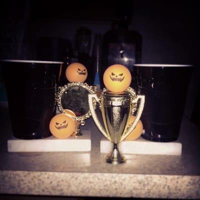 Halloween beer pong trophies