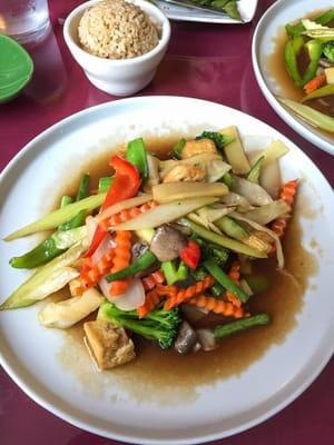 Tofu Garden with brown rice. A fresh, light option for dinner.