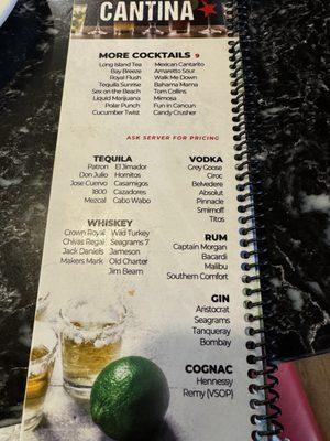 Drink menu