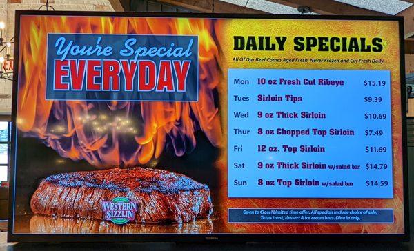 These are their daily specials.  Photo taken August 27, 2022.