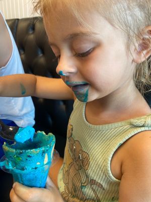 C is for cookie ice cream in a cookie cone.