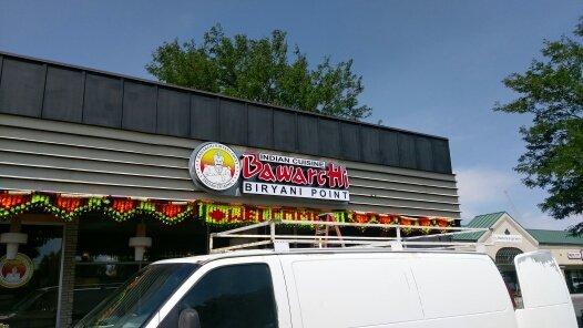 Outdoor lighted sign in Fort Collins