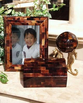 YoungPen Sea Shell Inlay in Picture Frames, Boxes & Spheres. Custom work available