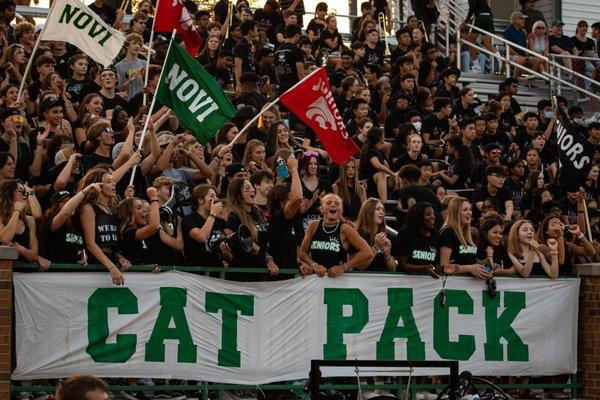 Student section of football game.