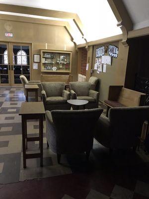 New comfy chairs in the Narthex. A great spot for quiet conversation before church, coffee and treats afterwards.