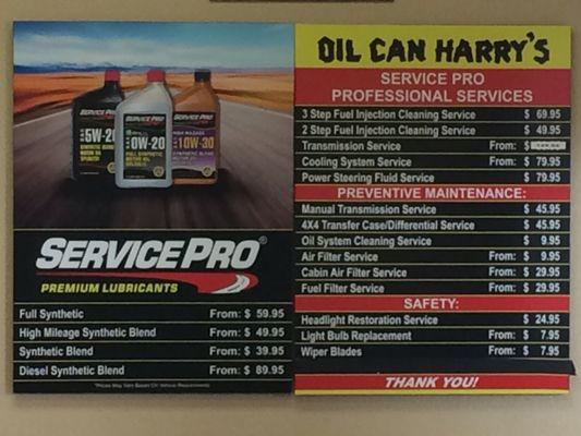 Services and prices