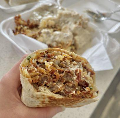 Chicken fried steak burrito