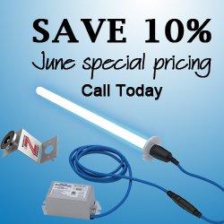 10% Off Fresh Aire Blue-Tube UV Light with lifetime warranty on power pack!