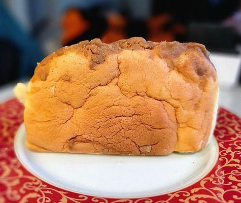 Pork Floss cake. The pork floss is at the top. It is wet from humidity in the refrigerator.