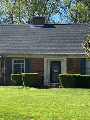 Streaking on roof caused by roof sealant. Down both sides of roof.