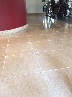 After repairing & cleaning travertine