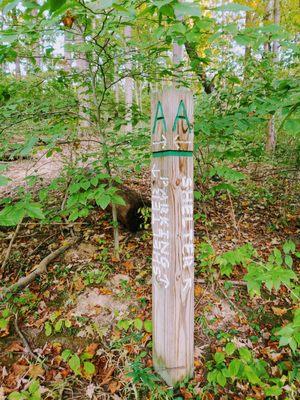 Signage on the unpaved trail