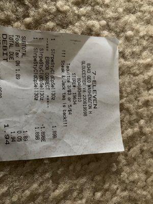 Receipt where you can see it is at this store location and he removed the coupon and then added the cost back on.