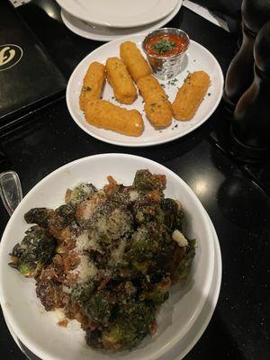 Crispy Brussel Sprouts and  Mozzarella Sticks