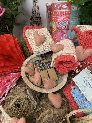 Hand Crocheted Wash Towels paired with local made soaps,,,Just perfect!