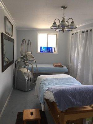 Facial and endermologie treatment room.