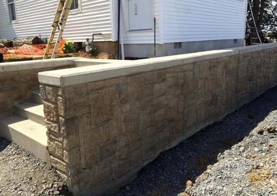 Retaining wall and steps