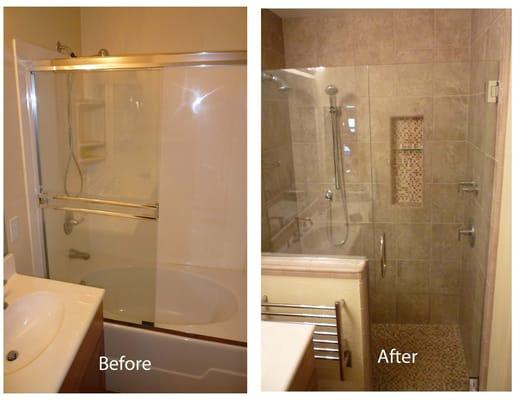 Master Shower Before and After