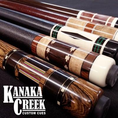 Doc's is the home of Kanaka Creek Custom Cues. We have many different designs available and custom options for special order.