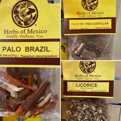 Herbs of the Day: palo brazil palo brasil logwood palo de tres costillas licorice root palo dulce