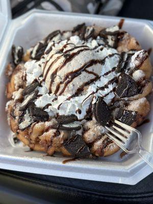 Cookies and Cream Oreo funnel cake