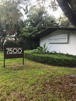 Entrance to the Brown Harris Stevens South Miami offices located in Miami, Florida.