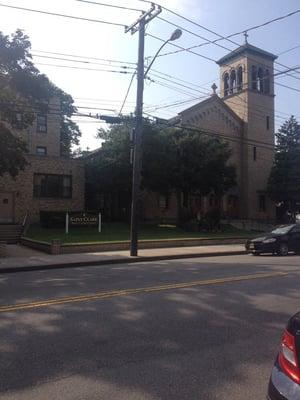 Outside the church