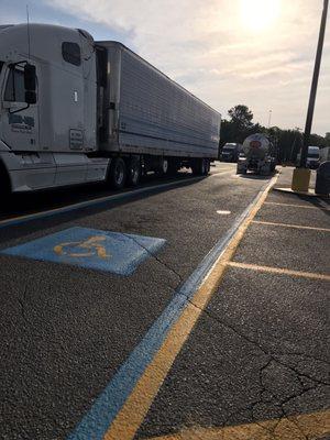 3-4 Handicap parking spots ~ which is very unusual for a truck stop, but wonderful, and needed! Thanks PETRO!