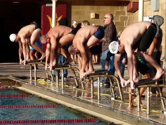 A swim meet at the aquatic center