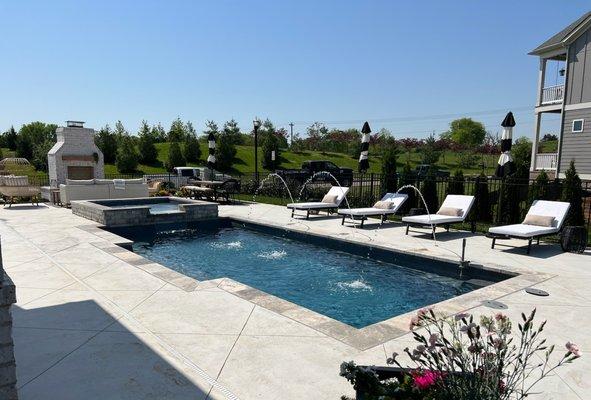 Fiberglass pool and spa