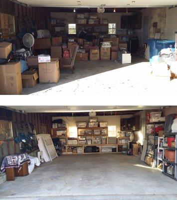 A garage full of boxes after a downsize became a place where these clients could park 2 cars!