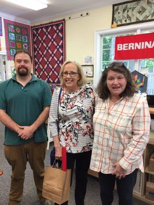 Charles, Master Quilter, Cookie McClellan from Benbrook,Texas, and the Lois the owner.