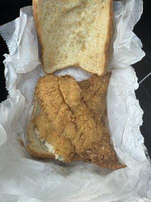 Fried Fish on White Toast..