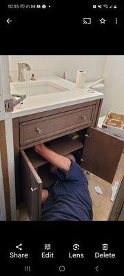 Installing bathroom faucet