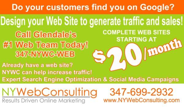 NY Web Consulting PostCard specials.