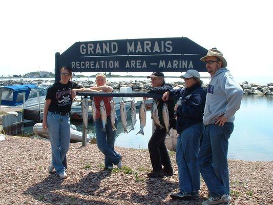 Happy Guests with the Fishin' Chics after a successful charter.