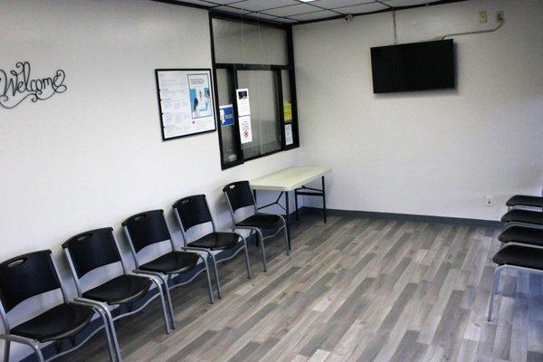 The waiting room at Emmaus Healthcare