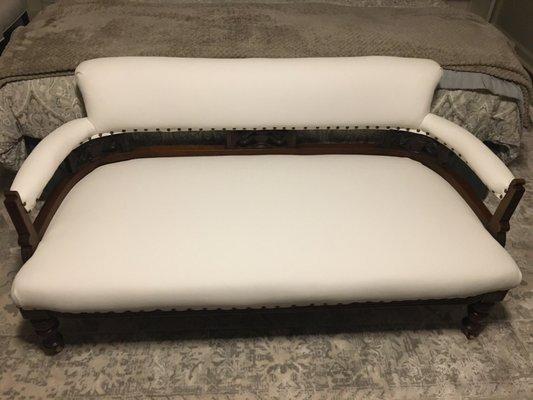 Reupholstered loveseat