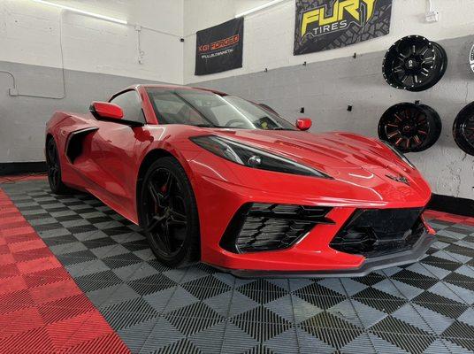 Ceramic window film all around on this Chevy Corvette C8