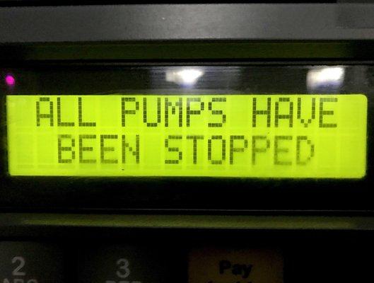 Pumps stop at 9:30 PM