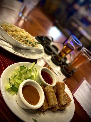 Lumpia and crab&asparagus mac and cheese