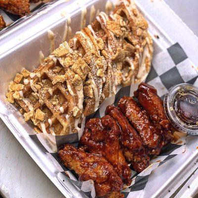 Cinnamon Toast Crunch Waffles BBQ Wings