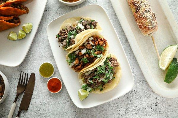 tacos (steak, al postor, barbacoa )