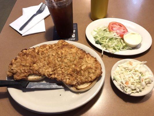 Tenderloin sandwich and slaw