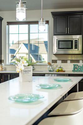 Kitchen staging with counter seating