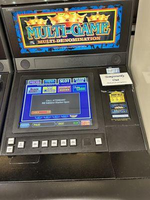 Now that it's eaten my money, a sign is placed on the machine. Unit #45778 SHAME ON CENTURY GAMING