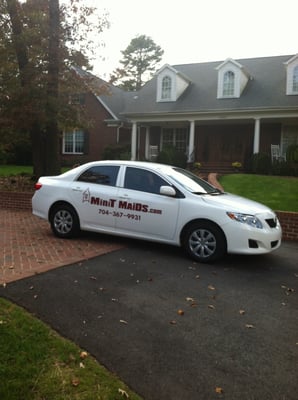 Minit Maids house cleaning service arrives in identified car in Charlotte NC